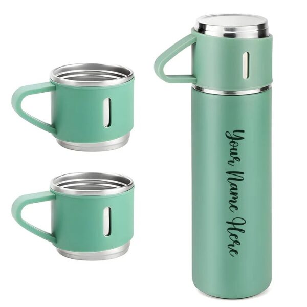 Stainless Steel Vacuum Flask Set With 3 Steel Cups Combo